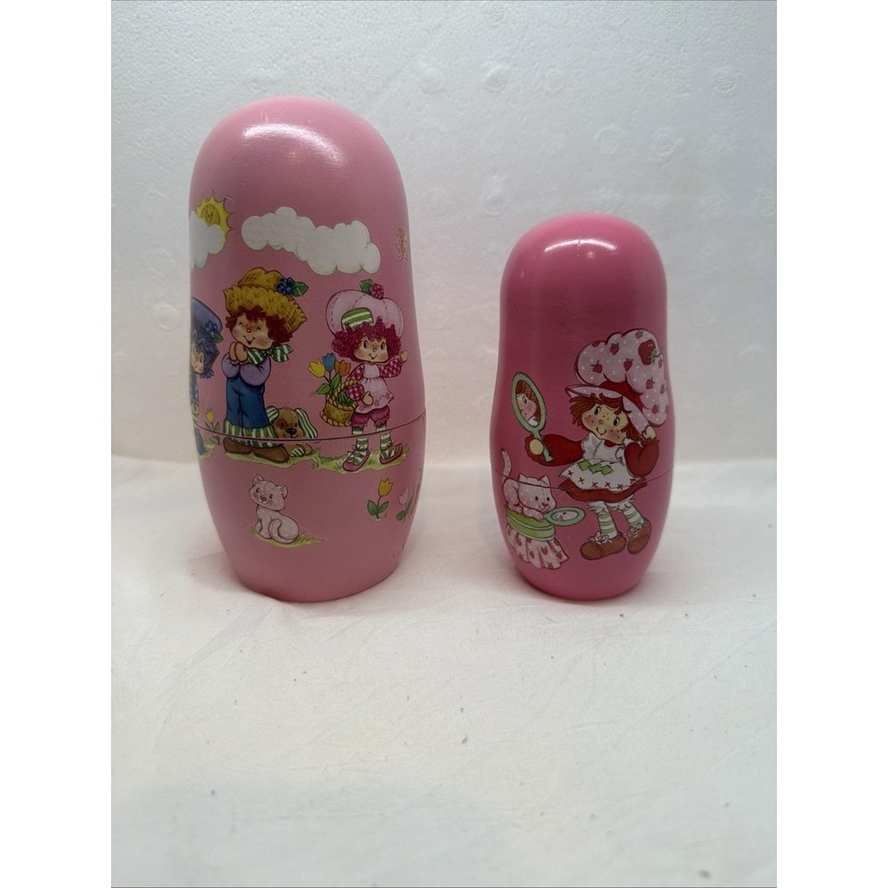 RARE 2003 Strawberry Shortcake Wooden Nesting Stacking Dolls 2‎